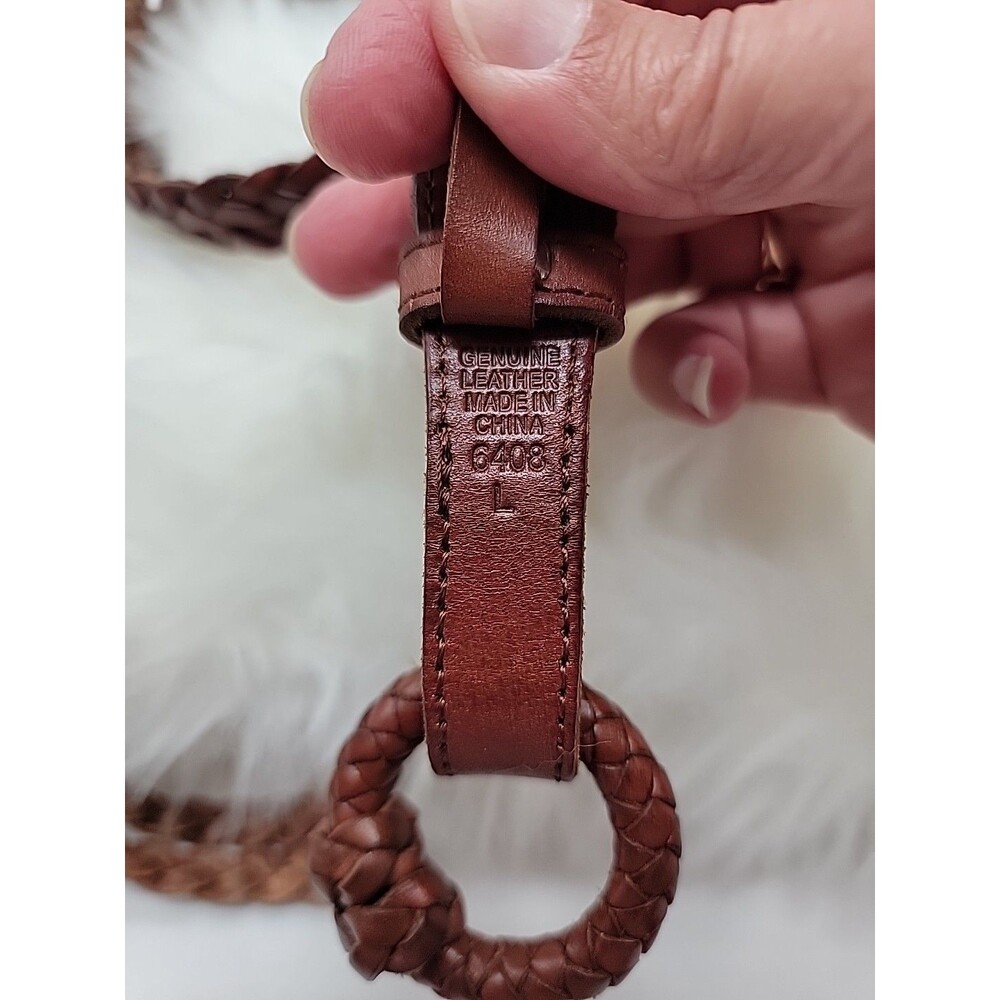Vintage Braided Genuine Leather Belt Size Large 39-43" - Picture 4 of 4